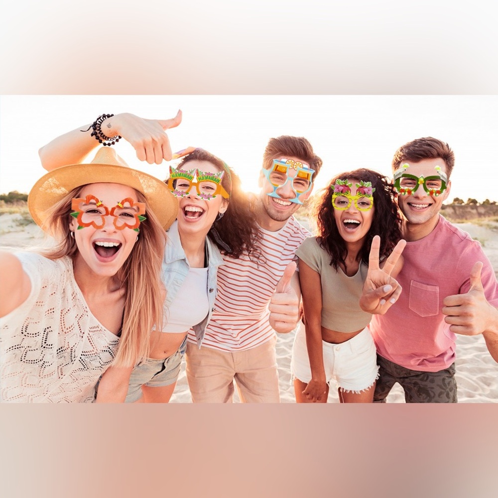 Luau Party Decorations 12 PCS Hawaiian Theme Paper Eyeglasses for Tropical Party - Picture 12 of 16